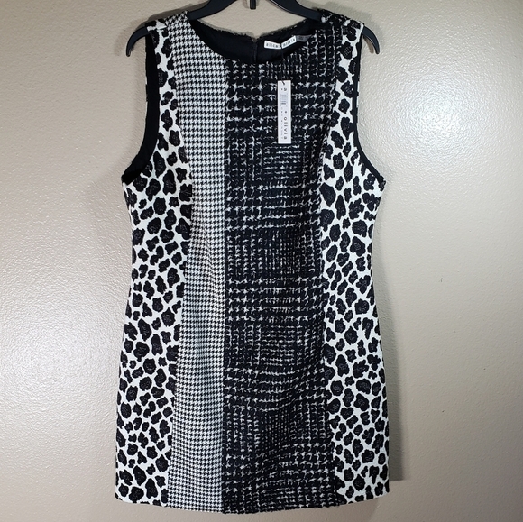 Alice + Olivia Clyde Pattern Mix Wool Blend Shift Dress-Size 14 (NWT) - Picture 3 of 7